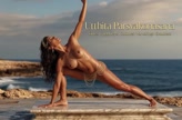 Utthita Parsvakonasana. Extended Side Angle Pose. Yogini. Greek goddess, classical artistic yoga on wet marble 30s